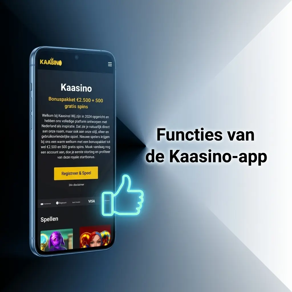 Kaasino-app met casinospellen, sportsbook, live weddenschappen en veilig betalen voor Nederlandse spelers