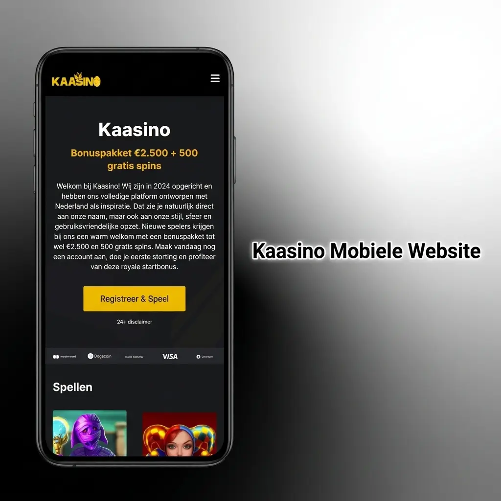 Kaasino mobiele website toegankelijk op smartphones en tablets zonder download, met sportweddenschappen en casinospellen
