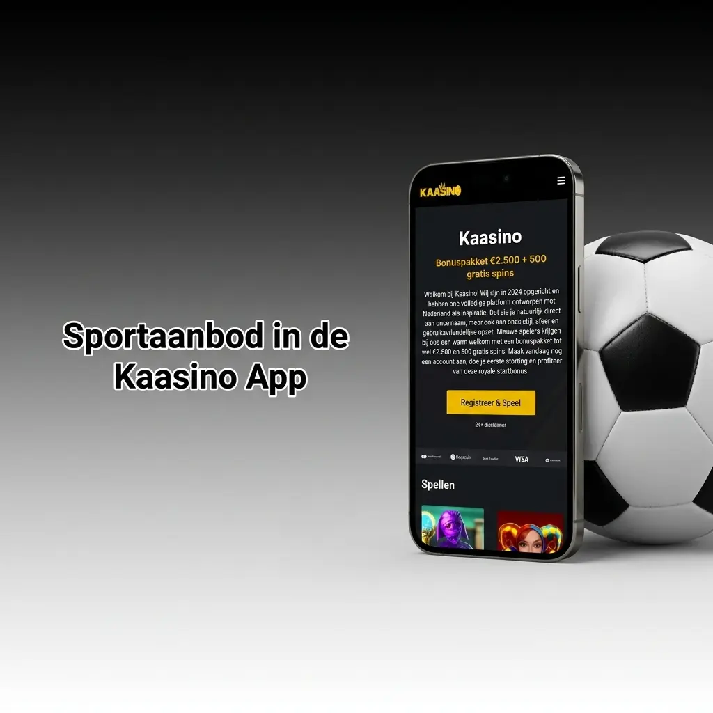Sportaanbod in de Kaasino app met weddenschappen op voetbal, tennis, basketbal en meer sporten