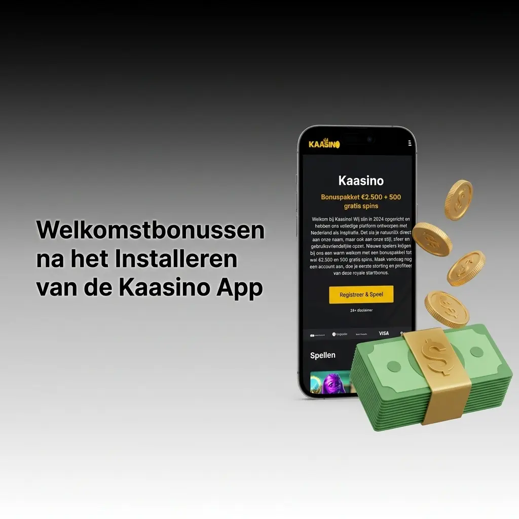 Kaasino app welkomstbonus: 100% tot €200 en 250 gratis spins na installatie en registratie