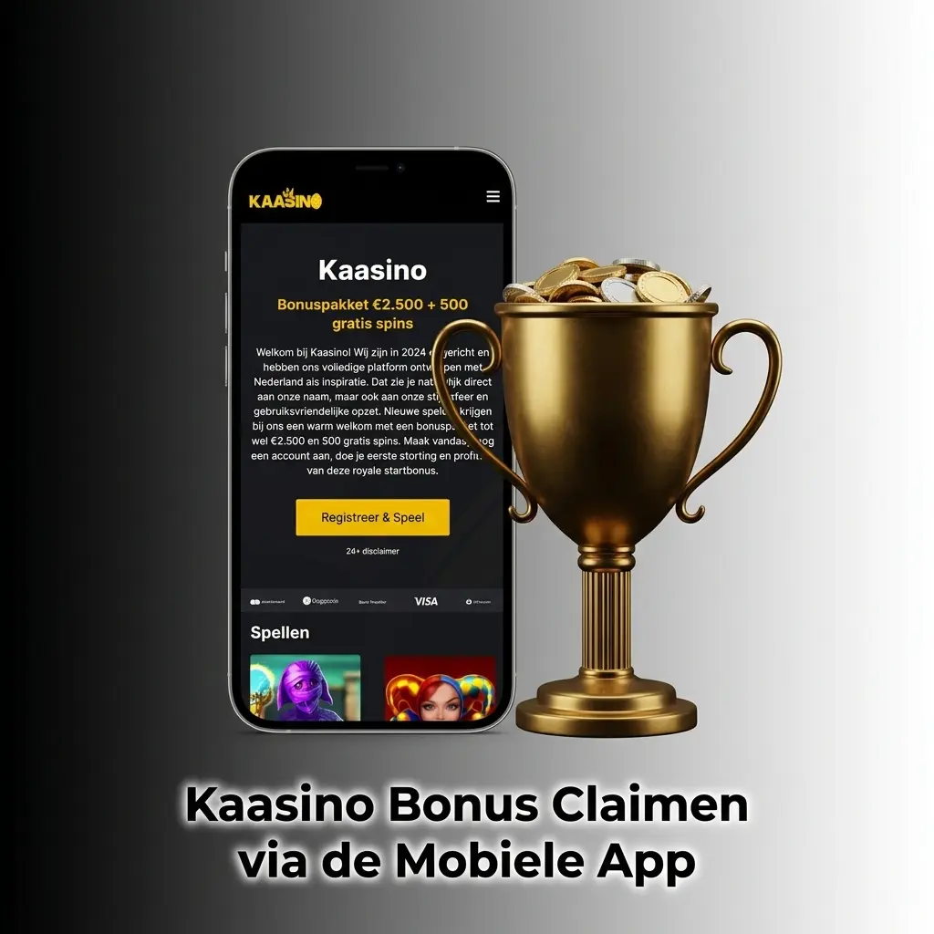 Kaasino bonus claimen via mobiele app: 100% stortingsbonus tot EUR 200 en 250 gratis spins op iOS en Android