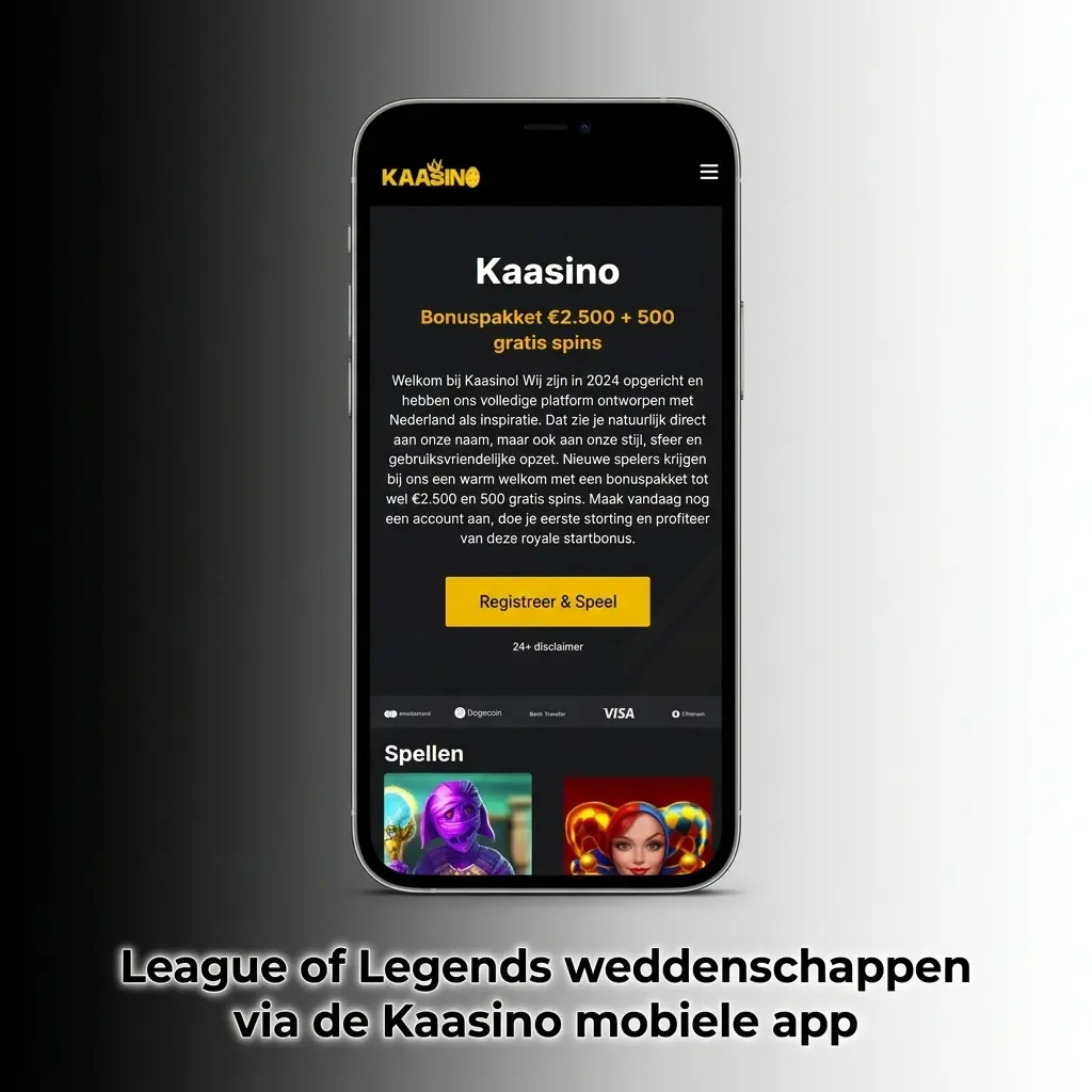 Plaats League of Legends weddenschappen via de Kaasino mobiele app op iOS en Android, tijdens LPL, LCK en LEC wedstrijden.